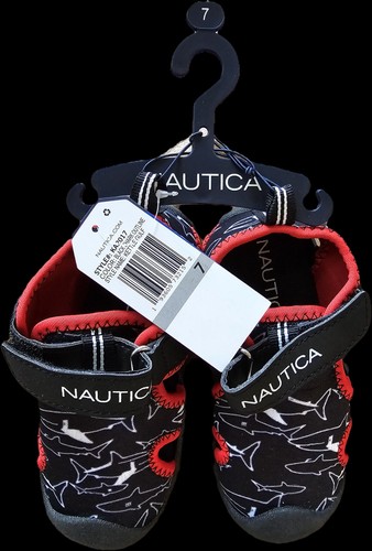 Jungen schwarz Hai Print Nautica Wasser Schuhe Sandale Größe 7 Neu mit Etikett - Bild 4 von 5