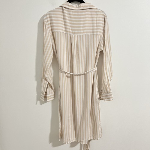 GAP Hemdblusenkleid Gr. XS rosa pfirsich Gürtel gestreift aufgesetzte Tasche neutral Strand - Bild 3 von 9