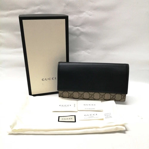 Portefeuille GUCCI GG Supreme Continental noir beige