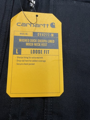 Carhartt Mens LARGE Loose Fit Duck Sherpa Lined Mock Neck Vest OV4277-M - Picture 4 of 4