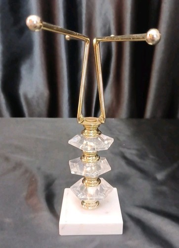 VINTAGE GOLD METAL MARBLE FREE STANDING TOWEL/ WASHCLOTH /JEWELRY HOLDER MCM - Picture 8 of 17