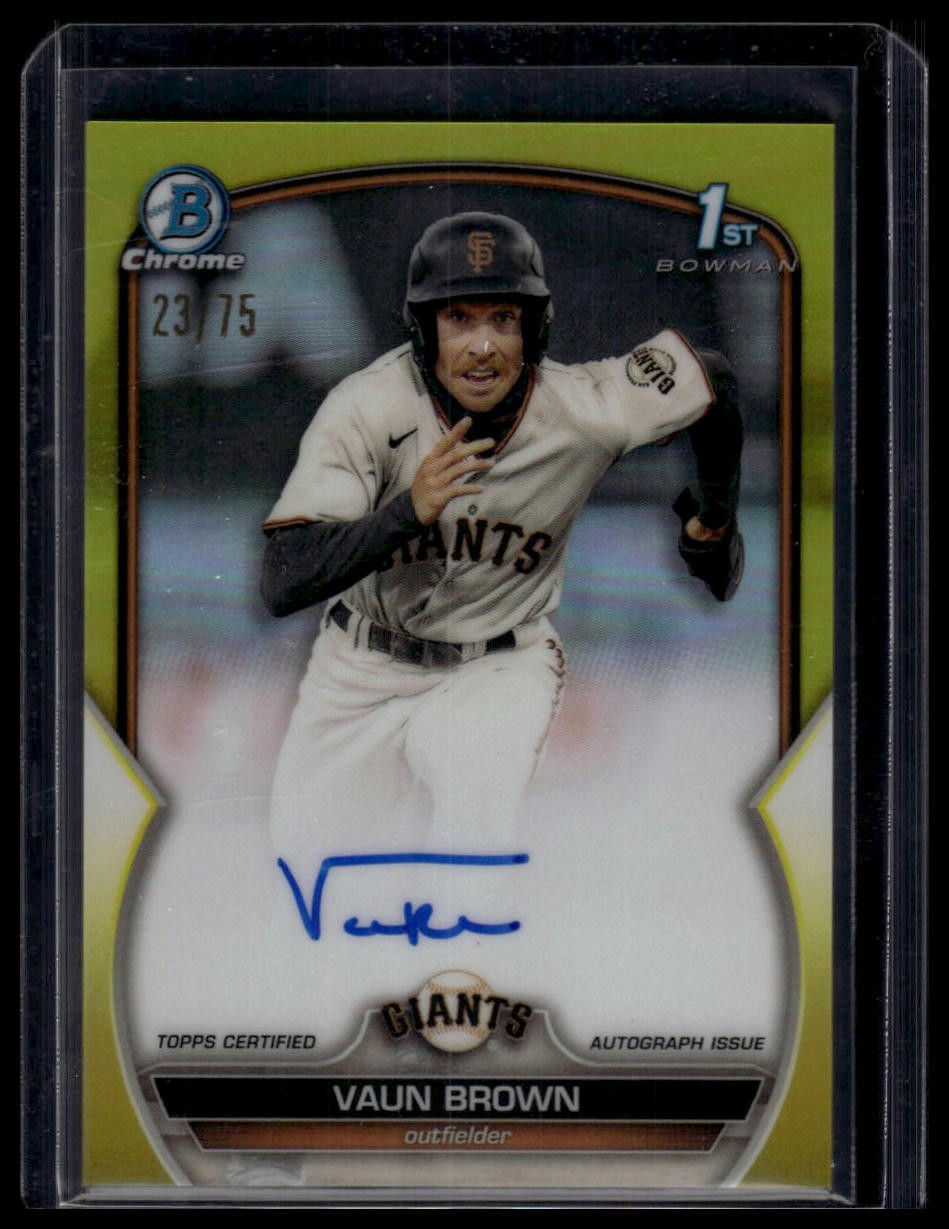 Vaun Brown #/75 🟡 2023 Bowman #CPA-VB Chrome Prospect Auto Yellow Ref