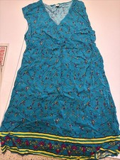 Old Navy Dress Womens L Green Yellow Floral Cotton Blend Boho Garden Party