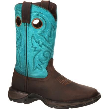 Durango Work Damen 10" Lady Rebel Work™ Stahlkappe Western Arbeitsstiefel braun/türkis - Bild 1 von 6
