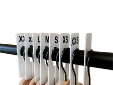 QSDWBKIT4, White Rectangular Clothing Size Dividers with Black Print for XXS-...