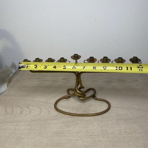 Joe Spoon Hanukkah Menorah, Modernist in Brass 12.5”x6.25” Vintage 1990 Signed - Picture 10 of 24