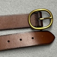 Lucky Brand Brown LeatherBelt XS/S Brass Oval Buckle Skinny BUW0956 New