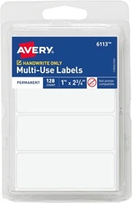 128 Multi-Use Permanent Labels 1x2.75 Inch White Blank Non-Printable