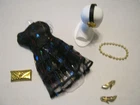 BARBIE FASHION CLOTHES ~ BLACK SATIN+TULLE w/GEMSTONES OUTFIT w/ACCESSORIES SET