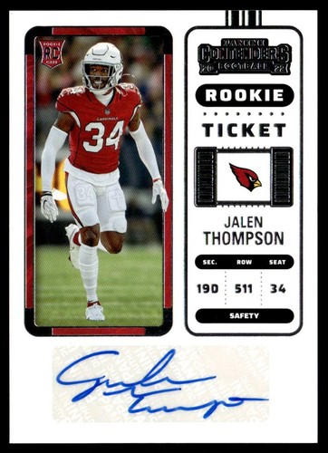 Boleto de novato Panini Contenders 2022 Jalen Thompson automático Arizona Cardinals #265 - Imagen 1 de 2