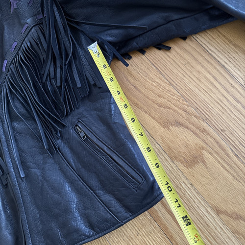 Motorcycle Jacket Walter Dyer Fringe Leather Black Woman’s Size 12 (Small) - Picture 10 of 10