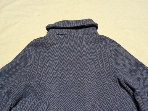 Anthropologie Guinevere Lambswool Coat Chevron Print Size M Medium Blue Cropped - Picture 9 of 17