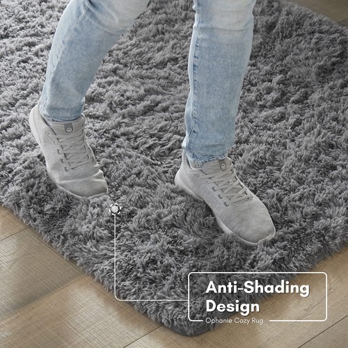 Upgrade 4x6 Rugs for Bedroom, Grey, Fluffy Shaggy Soft Area Rug, Gray Non-Sli... - Picture 7 of 7
