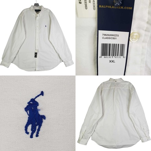 Polo Ralph Lauren Shirt Oxford Button Down Mens Size XXL LS Solid White New - Picture 1 of 10