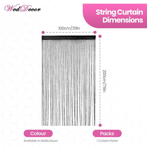 String Curtain Decoration for Patio Door Fly Fringe Screen Room Divider 90x200cm - Picture 69 of 208