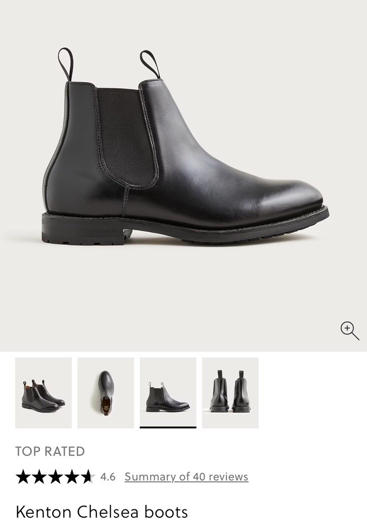 JCrew Goodyear Black Leather Vibram Chelsea Boots 10.5  display picture 2