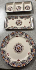 Lot Of 3 , Dash of That 14” Ellie Round Platter & 2 Rectangles Platters