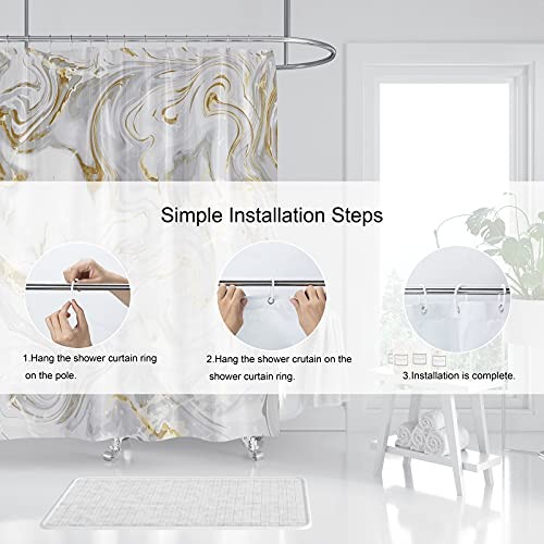 Grau Gold Marmor Duschvorhang, Grau 70,9" B x 70,9" L (1er Pack) Grau Gold1 - Bild 5 von 6