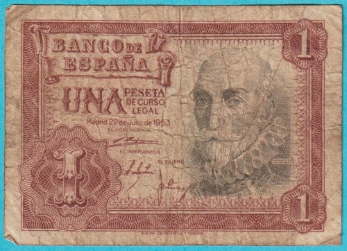 SPAIN 1 PESETA 22 . 7 . 1953  P 144  A7207265 - Picture 1 of 2