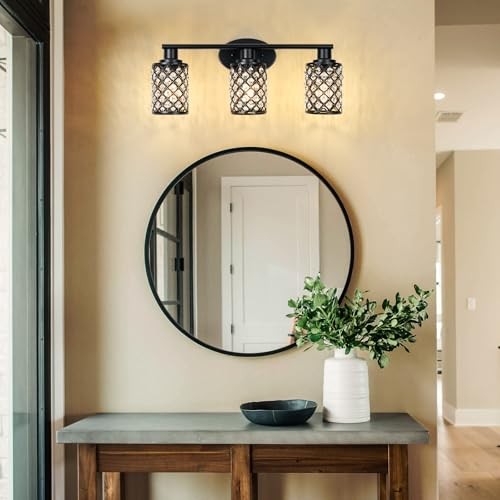 3 Light Black Bathroom Light Fixtures, Modern Farmhouse Vanity Light, Bathroom - Picture 5 of 8
