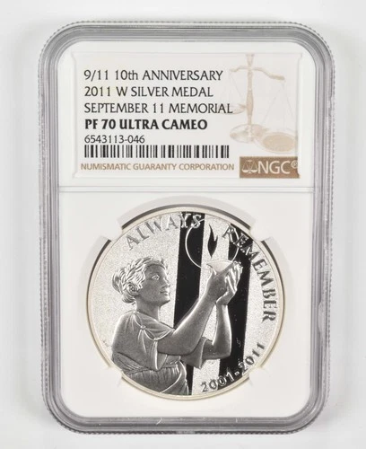 2011-W PF70 9/11 10th Anniv. September 11th Memorial Silver Medal NGC *7167