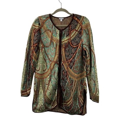 Peruvian Connection Women's XL Paisley 100% Pima Cotton Peru Cardigan Sweater