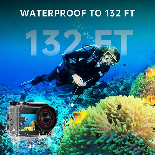 30MP 4K60FPS Waterproof Action Camera w/ 5X Zoom & WiFi Remote - 64GB Included - Picture 8 of 9