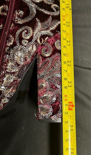 Western Over KNEE HIGH EMBROIDERED Velvet BOOTS RED Floral Size 6 Date Night - Picture 6 of 7