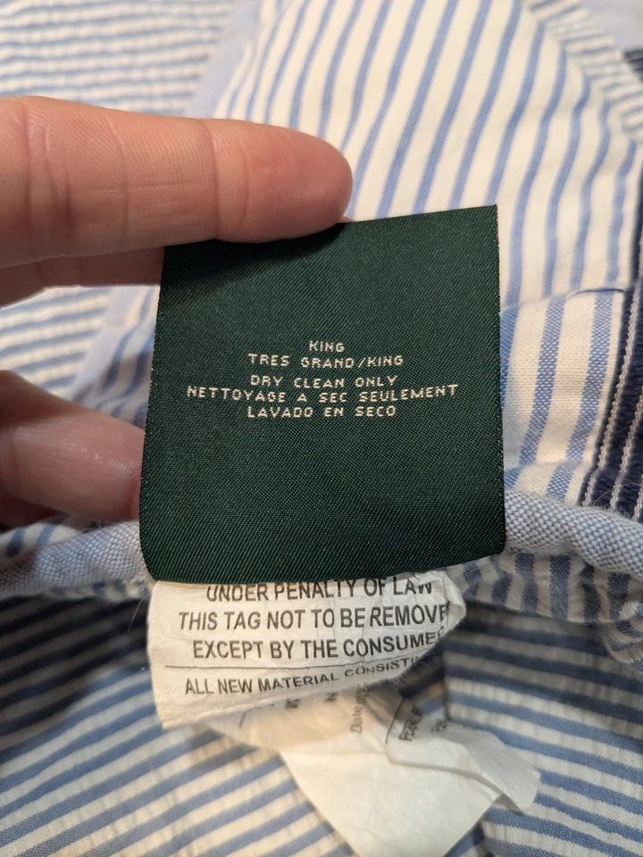 Colcha de retalhos Ralph Lauren King pastel madras e azul carrapato reversível  - Imagem 4 de 4