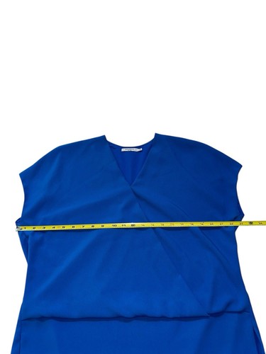 MM Lafleur Women's Size XL Blue The Antonia Short Sleeve V Neck Blouse - Picture 8 of 11