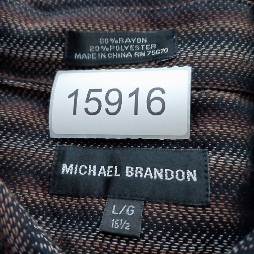 Michael Brandon Shirt Mens Large Brown Striped Long Sleeve Button Up - Picture 11 of 11