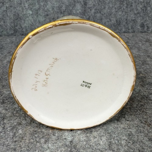 Antiker Limoges Porzellan B&Co handbemalter Becher Jugendstil Goldrand 1913 - Bild 9 von 11