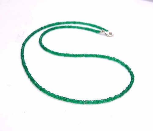 Collana perle pietre preziose rondelle sfaccettate onice verde 24'' anniversario mamma regali - Foto 1 di 16