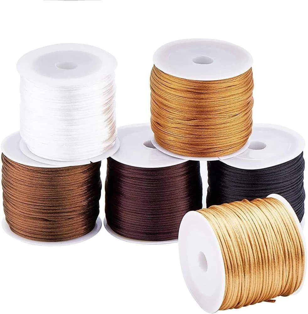 192 Yards Satin Rattail Cord Nylon String Cord Silk Cord Chinese 1mm 6 Colors