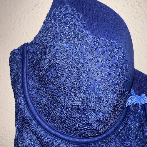 Body By Victoria's Secret Bra 36C Blue Lace Lined Demi Sexy VS Corset Look VS - Picture 3 of 9