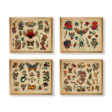 Vintage Tattoo Flash Wall Art Decor - 11x14 - Gifts for Tattooist - Tattoo Sho