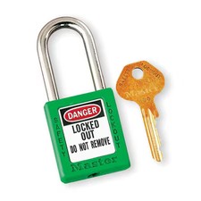 Master Lock 410Grn Lockout Padlock, Keyed Different, Thermoplastic, Green, 1