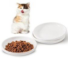 3 PCS Ceramic Cat Bowls 5.5 in Pet Bowl Cat Dishes for Food and Water white