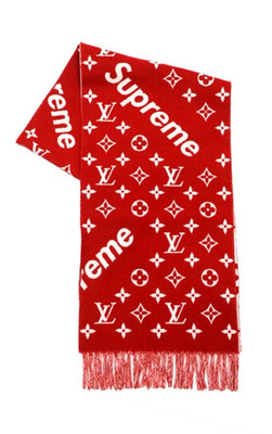 Louis Vuitton x Supreme Monogram Reversible Fringe Scarf Red/White