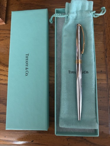 Vintage Tiffany Co Silber / Gold T Clip Kugelschreiber mit Etui und Box. NEU