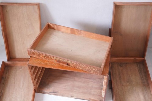 DMC Spool Cabinet Antique French Wood Display Drawer Late 1800s Embroidery Box - Picture 12 of 20