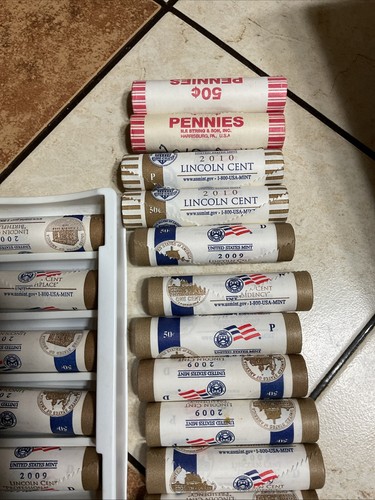 2009 & 2010 P&D LINCOLN CENT 24 ROLLS UNITED STATES Mint Fresh BU, 2 Bank Rolls - Picture 11 of 22