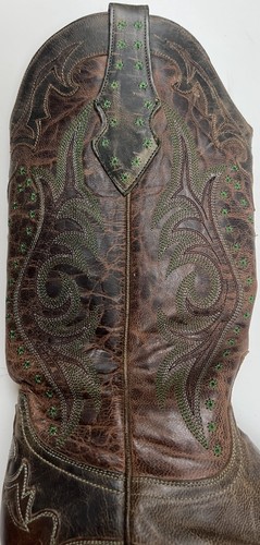 VINTAGE OLD GRINGO COWBOY BOOTS WOMENS SIZE 8 BROWN GREEN LEATHER DESIGN MEXICO - Picture 5 of 9