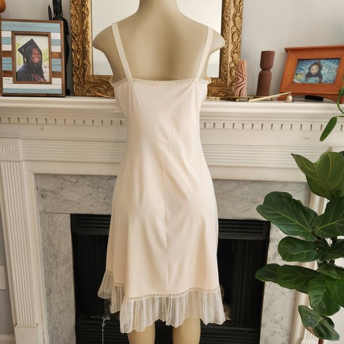 Vintage 50er 60er beige Full Slip Kleid Pin Up Spitze Coqutte romantisch Gr. Small - Bild 6 von 6