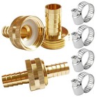 Solid Brass Garden Hose Repair Connector, 2 Sets for 3/4 Inch GHT Fitting