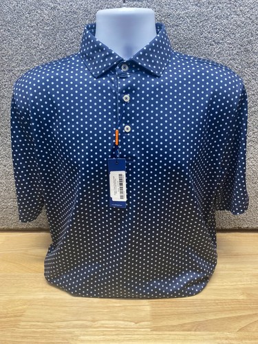 Stitch Mens M Golf Polo Short Sleeve Navy Double Dot Performance Stretch LOGO - Picture 1 of 14
