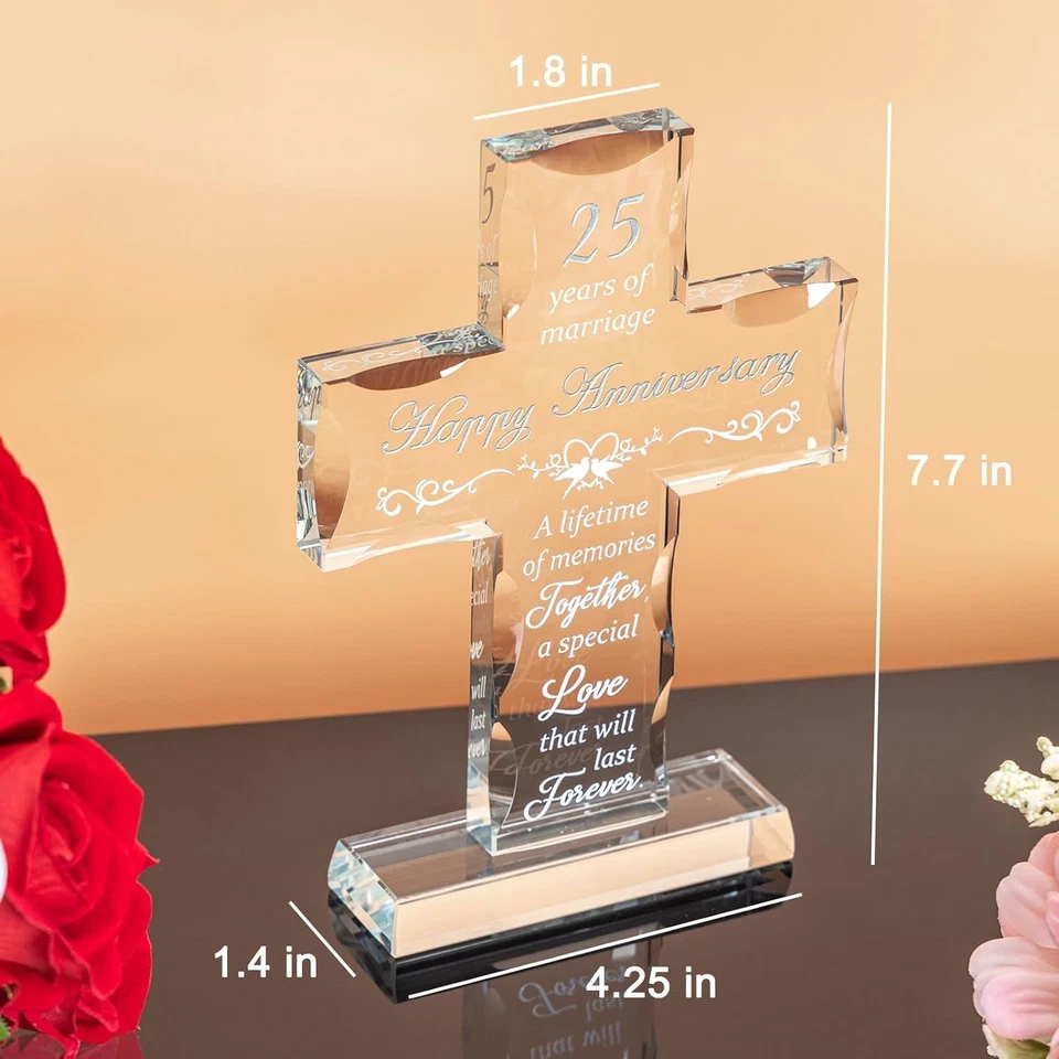 25 Aniversario Boda Cristal Cruz Regalos para Esposa 25 Años de Matrimonio Foto 4 de 4