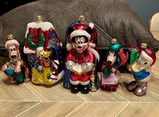 Lot Vintage Disney European Style Blown Glass Ornaments Mickey Mouse Goofy Pluto