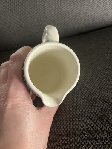 Wedgwood of Etruria & Barlaston Embossed Queensware Mini Pitcher Blue Cream 4” - Picture 5 of 9