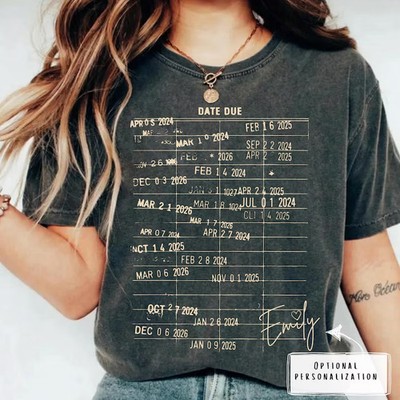 Date Due Library Comfort Tee Bookworm Reading Gift